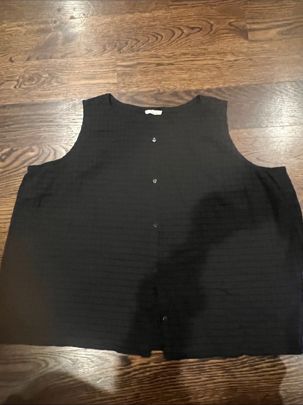 Eileen Fisher Black Button-Front Sleeveless Tank